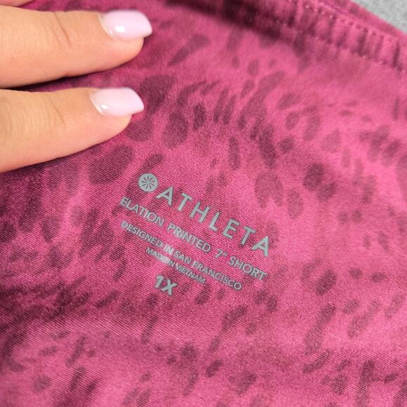 Athleta Elation Leopard Print Pink 7" Biker Short Size: 1X - Picture 5 of 5